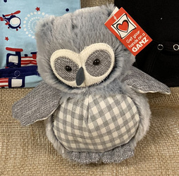 Dove Gray Plaid Owl from Clark Flower and Gift Shop in Clark, SD