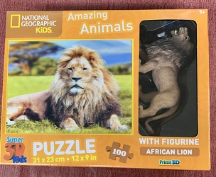 African Lion Puzzle 100 pc with Figurine from Clark Flower and Gift Shop in Clark, SD
