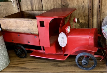 Antique Red Metal Truck Planter from Clark Flower and Gift Shop in Clark, SD