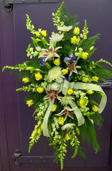 Standing Spray With Yellow Roses from Clark Flower and Gift Shop in Clark, SD