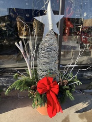 Outdoor Porch Pot with Solar Lighted Tree & Star from Clark Flower and Gift Shop in Clark, SD