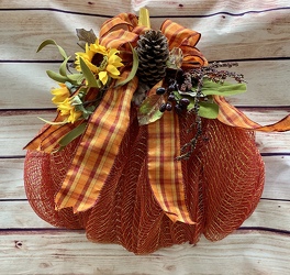 Mesh Pumpkin Wall Decor from Clark Flower and Gift Shop in Clark, SD