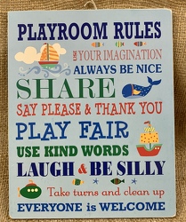 Playroom Rules Wall Plaque from Clark Flower and Gift Shop in Clark, SD