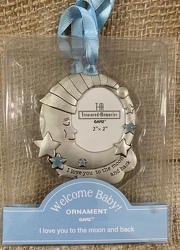 I love you to the moon and back Baby Ornament Blue from Clark Flower and Gift Shop in Clark, SD