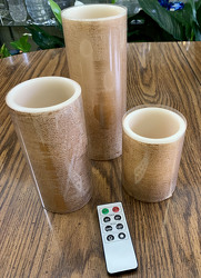 Cypress Flameless LED Wax Pillar Candles With Remote from Clark Flower and Gift Shop in Clark, SD