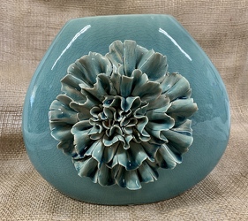 Teal Ceramic Vase with Flower from Clark Flower and Gift Shop in Clark, SD