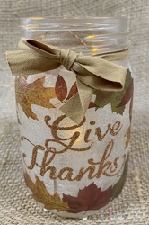 Give Thanks Lighted Jar from Clark Flower and Gift Shop in Clark, SD