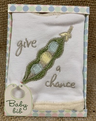 Baby Bib Give Peas a chance from Clark Flower and Gift Shop in Clark, SD