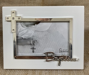 Baptism Photo Frame White/Silver from Clark Flower and Gift Shop in Clark, SD