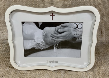 White Baptism Photo Frame from Clark Flower and Gift Shop in Clark, SD
