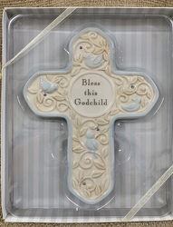 Bless This Godchild Cross Blue from Clark Flower and Gift Shop in Clark, SD