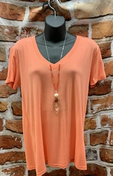 VNeck Coral Tshirt from Clark Flower and Gift Shop in Clark, SD