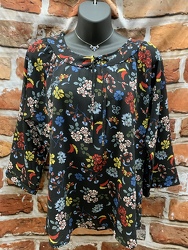 3/4 Sleeve Black Floral Blouse from Clark Flower and Gift Shop in Clark, SD