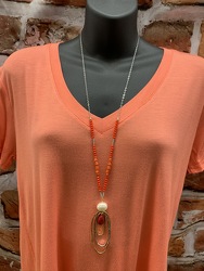 Coral Bead Open Oval Pendant from Clark Flower and Gift Shop in Clark, SD