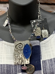 Navy, Purple & Silver Necklace & Earrings from Clark Flower and Gift Shop in Clark, SD