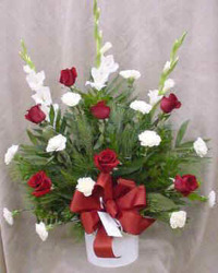 Red & White Blooms from Clark Flower and Gift Shop in Clark, SD