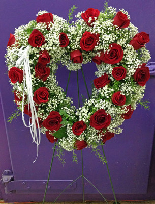 Roses & Babies Breath Heart Wreath