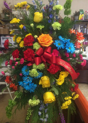 Rainbow of Colors Standing Spray from Clark Flower and Gift Shop in Clark, SD