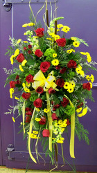 Red & Yellow Standing Spray from Clark Flower and Gift Shop in Clark, SD
