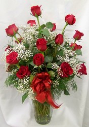 Two Dozen Beautiful Red Roses & Babies Breath from Clark Flower and Gift Shop in Clark, SD
