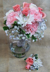 Pink & White Bouquet & Boutineer from Clark Flower and Gift Shop in Clark, SD