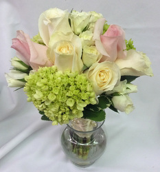 Bridesmaid Bouquet in White, Pink, & Green from Clark Flower and Gift Shop in Clark, SD