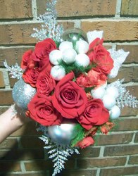 Bridesmaid Bouquet in Red & Silver from Clark Flower and Gift Shop in Clark, SD
