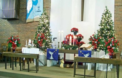 Altar Decor for Christmas Wedding from Clark Flower and Gift Shop in Clark, SD