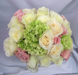Bridal Bouquet of White, Pink, & Light Green from Clark Flower and Gift Shop in Clark, SD