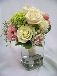 Bridesmaid Bouquet of White, Pink, & Green from Clark Flower and Gift Shop in Clark, SD