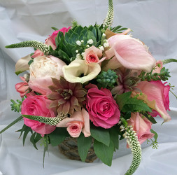 Bridal Bouquet of Pinks with Succulents from Clark Flower and Gift Shop in Clark, SD