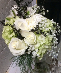 Hand-tied Bouquet of White & Green with Black Accents from Clark Flower and Gift Shop in Clark, SD